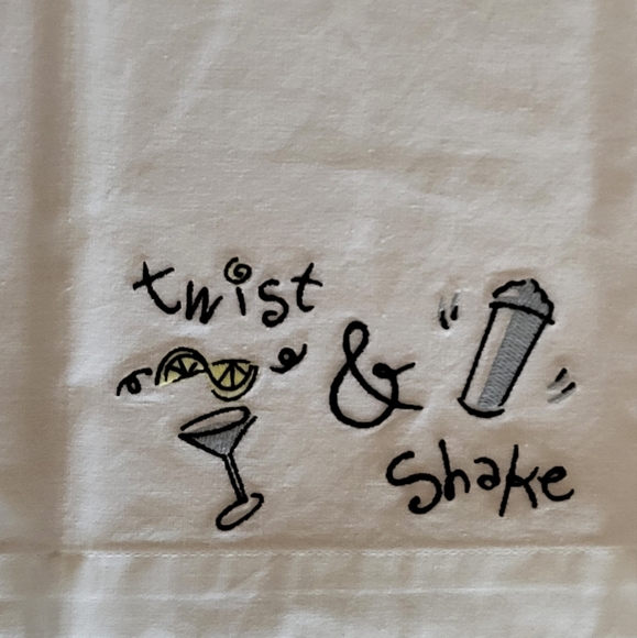 Pottery Barn Twist & Shake Vintage Cotton Bar Towel Cocktails - Picture 3 of 11